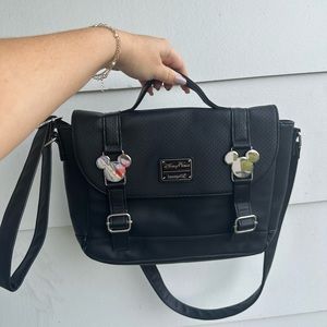Mickey Mouse Faux leather Loungefly messenger pin trading bag